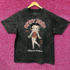 Betty Boop Hollywood California Pin-up Girl Cartoon Portrait Vintage Wash T-Shi